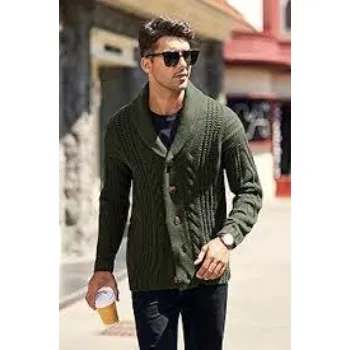 Mens Cable Knit Cardigan Sweater